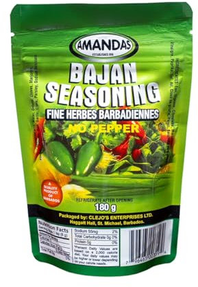 Amandas No Pepper Seasoning Marinade 180g All Purpose Seasoning Caribbean Spice Blend Perfect Meat Seasoning Marinade for Chicken, Poultry, Fish & Lamb Seasoning Made in Barbados Vegan