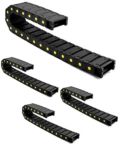 QWORK 4Pack Cable Drag Chain Wire Carrier High Toughness Closed Plastic Chain 1M Length, 25mm x 77mm (Inner H x Inner W)