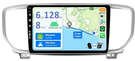 YUNTX [6GB+128GB] Android 15 2 DIN Autoradio para KIA KX5 / Sportage 4 (2016-2019)-[Integrado CarPlay/Android Auto/DSP/GPS]-IPS 2.5D 9” Touch Screen-CAM+Mic-Soporte Dab/Bluetooth 5.0/AHD Cámara
