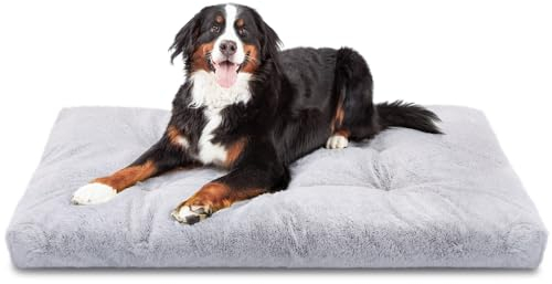 Nobleza Großes Waschbares Hundebett, Super Weiches und Flauschiges Anti-Angst Hundebett, Hochwertiges Plüsch Hundebett mit Rutschfestem Boden, 74x122x10 cm, XXL, Grau