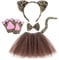 MIVAIUN 5 Stück Leoparden Kostüm Set Tier Kostüm Tier Verkleiden Set Leopard Haarreif Fliege Schwanz Pfoten Handschuhe Rock Set Kostüm Dschungel für Dschungel Party Maskerade (Braun)