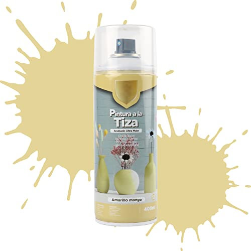 Etrexonline Pintura en Spray Ultra Mate a la Tiza, Chalk Paint Spray, Ideal para Metal,Madera y Cerámica, Acabado de Estilo Vintage - Color Amarillo Mango (400ml, 1 Unidad)