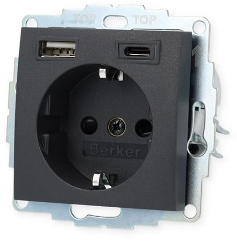 BERKER Steckdose SCHUKO/USB A-C B.3 anth. matt 48041606