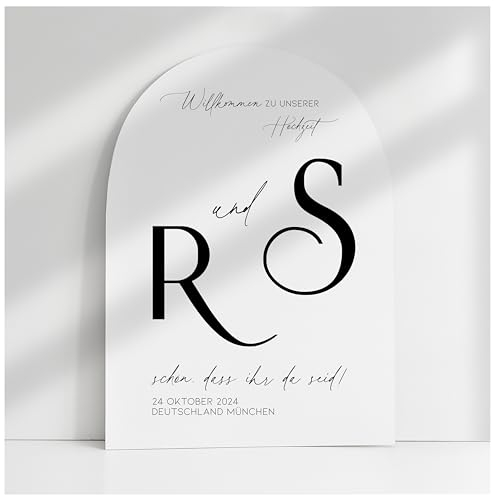 Willkommensschild Acrylglas | 5mm stark | Weiß Matt personalisiert - Made in Germany - Welcome Willkommen Schild für Hochzeit (80x55cm)
