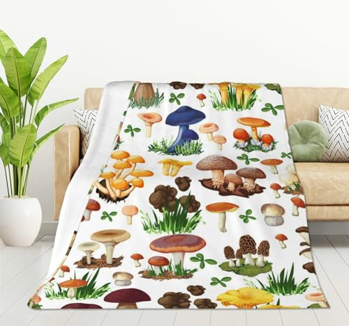 HGOD Designs Pilzdecke, superweiche Wald-Wildarten, Überwurfdecke, 100 x 130 cm, Decke für Bett, Couch, Stuhl, Herbst, Winter, Camping, Wohnzimmer, Büro