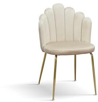 PAZZO DESIGN Stuhl Sissi, Set mit 4 Stühlen, Creme, Samtstühle, Küchenstühle, Esszimmerstühle, Metallbeine Gold - id_2035