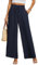 BEIGAI Damen Hosen Weite Lose Gerade Geschnitten Palazzo Hose Hohe Taille Dehnbar Lounge Elegante Hose mit Taschen,Marineblau,XL
