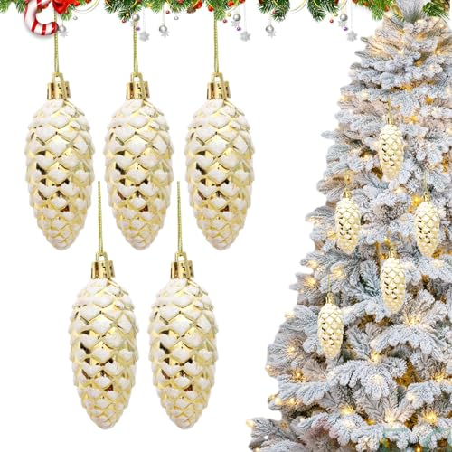 IAZE Kleine Weihnachtskugeln, 5 Stück Tannenzapfen für den Weihnachtsbau, Weihnachts-Requisiten, mehrfarbige Tannenzapfen zum Aufhängen, kleine und niedliche bemalte Weihnachtsbaumdekoration, Kugeln