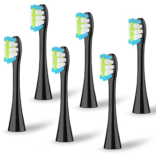 6 Stück Bürstenköpfe Kompatibel mit Oclean Elektrische Zahnbürste, Ersatzbürsten Passend für Oclean One, Flow, X Pro, X Pro Elite, X Pro Digital, X10, X Ultra, Air2, F1 usw.(Schwarz)