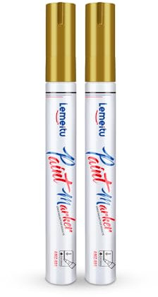 LEMEITU Paint Pens,2 Count Permanent Oil Based Paint Markers,Never Fade Marker Pen,for Office, Art projects, Rock Painting, Ceramic, Glass, Wood, Plastic, Metal, Canvas,Gold