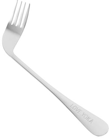 FRCOLOR Vieil Homme Fourchette Coudée Fourchette Coudée Ustensile Fourchette À Manger Coudée Fourchette Pour Handicapés Manger Fourchette D'Alimentation Vaisselle Coudée Patients