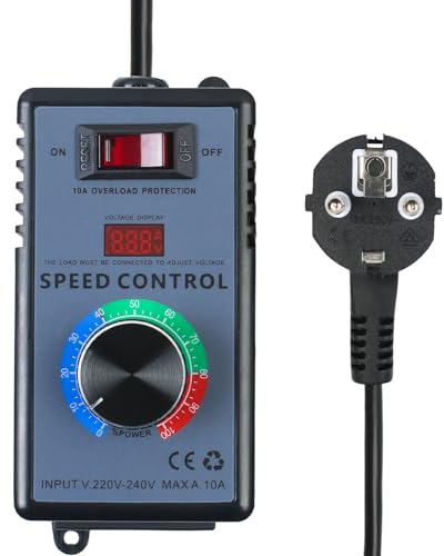MaxEarn Drehzahlregler, SCR Spannungsregler AC 230v Spitzenleistung 4000W, Elektrischer Leistungsregler, Einstellbarer Motor Temperature, Geschwindigkeitssteuerung Dimmer, EU-Stecker Voltage Regulator