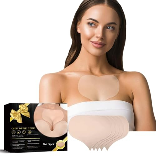 5 Stück Dekoltee Pads Antifalten, Dekollete Anti Falten Brustpad, Wiederverwendbare Silikon Dekollete pad gegen Brustfalten, Anti Falten Brustkissen für Spaltung Falten Prävention