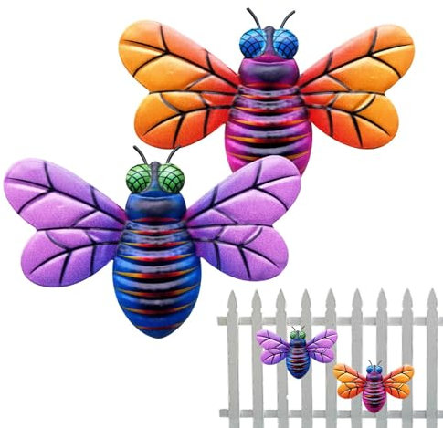 -Wanddekoration, Metall, bunte Metall- -Ornament-Statue, kunstvolle Eisen-Wandfigur für drinnen und draußen, Garten, Hof, Rasen