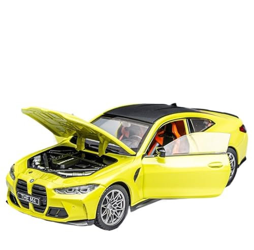 EMRGAZQD Motorfahrzeuge Replika Auto 1/24 for BMW M4 G82 GT3 Racing Miniatur Metall Modell Sport Auto Druckguss Pull-back Fahrzeuge Ornamente Originalgetreue Nachbildung(M4 G82 Yellow)