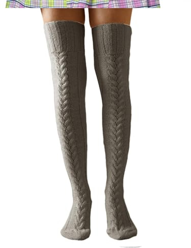 Women's Cable Knitted Thigh High Socks Over Knee Leg Warmers Stockings | Boot socks, extra long winter knitted stockings, halloween christmas