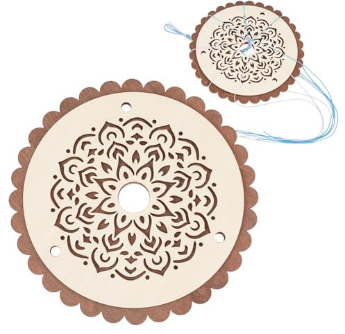 BENECREAT Kumihimo-Scheibe aus Holz mit Blumenmuster, 16cm rundes Armband-Bastelset zum Stricken mit mehreren Kordeln, Armbandmacher, Flechtwerkzeug, Webstuhl zum Basteln, 5,5 mm dick