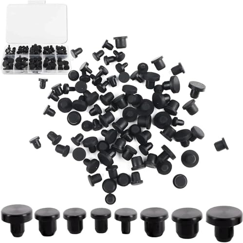 RtottiM 80 Stück Gummistopfen Silikon Verschlussstopfen Solider Silikonstopfen Rund Blindstopfen Weicher Flexibler Stopper Blindstopfen für Löcher mit 4-9.5mm Innendurchmesser Flaschen Rohre