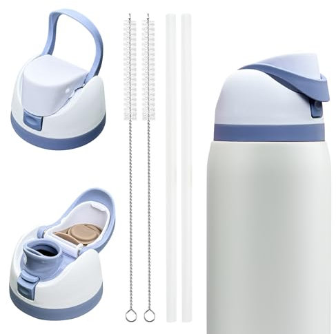 ZOSIX 2 Pack Replacement Lid for Owala Freesip, Compatible with Owala Cup 16oz 24oz 32oz 40oz, One Button Water Bottle Top Replacement Cap, Spill Proof, Leakproof, BPA-Free, Blue