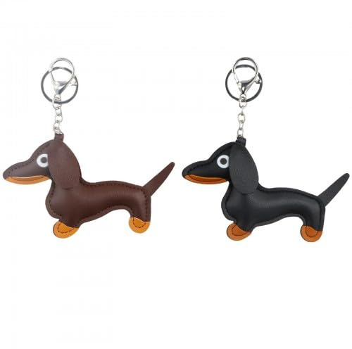 Wisebom 2 Pièces Porte Clef Cuir Teckel, Porte-clés Animal Teckel Porte-clés en Cuir PU Porte-clés Chien en Cuir pour Personnes Préférées Hommes Femmes Enfants Anniversaire Cadeau