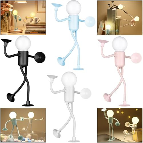 TZEKING 4 Stück Lustige Lampe,Veränderbare Form Lustiges Sportler Nachtlicht,DIY Form Fun Lampe,Sportler Nachtlicht,Saugnapf Biegbare Schreibtischlampe,Changeable Shape Funny Sportsman Night Light