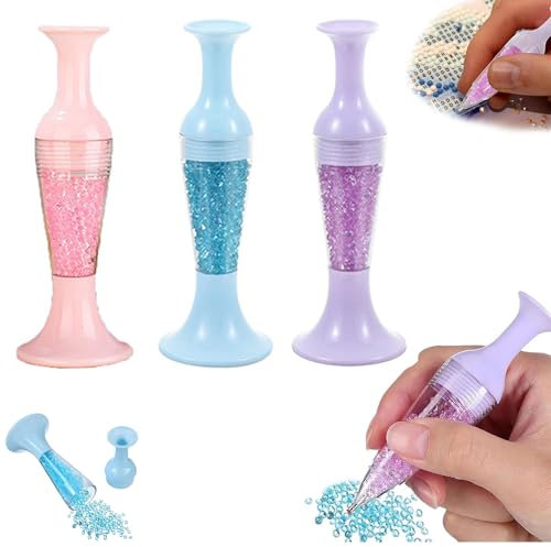 stylos de forage gem art,3 Pièces Stylo Diamonds Painting Avec Reservoir,Outils De Peinture Diamant Stylo De Forage De Peinture De Diamant Crayon Diamonds Painting Stylo Accessoires Diamonds Painting