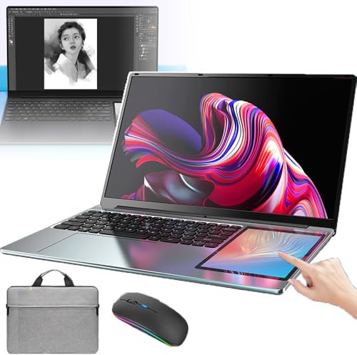 Laptop Touch Screen a Doppio Schermo Da 15,6+7, Notebook Portatile Da Gioco 2 in 1 - Ssd Da 128 Gb/256 Gb/512 Gb/1 T/2 T, Per Studenti, Business, Ufficio, Design,Silver-16G+128G