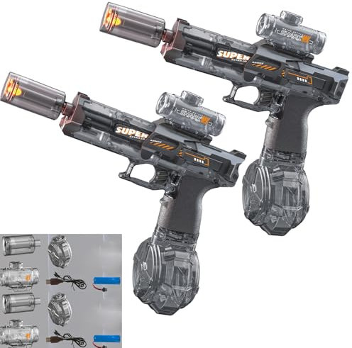 Elektrische Wasserpistole Mit Blitzeffekten, Wasserpistole Elektrisch, Sehr Stark Für Kinder Und Erwachsene, Electric Water Gun, Sommer Wasserspielzeug Für Pool, Strand, Garten (grau*2pcs)
