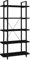 Panana 5 Tier Bookshelves, Industrial Wood and Metal Bookcase Ladder Shelving Unit Free Standing Rustic Heavy Duty Open Storage Shelves Airing Cupboard Storage (Deep Black)