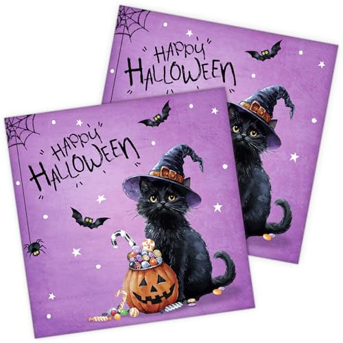 Tovaglioli di carta Halloween Gatto 50 pezzi Tovaglioli usa e getta 33 x 33 cm Tovaglioli monouso per feste