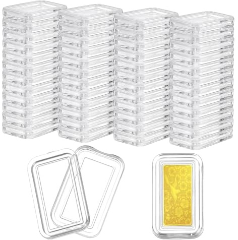 FINGERINSPIRE 50 Stück Acryl Silberbarren Etui Mit Deckel Durchsichtig Aufbewahrungsbox Für Goldbarren Kunststoffkapsel Aufbewahrungsbehälter Für 1 Unzen Silberbarren (2.05x1.05cm Innendurchmesser)