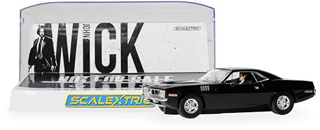 Scalextric Cars - C4595 John Wick Plymouth Barracuda, John Wick Chapter 4 - Toy Slot Car for use with Race Tracks and Set - Gift Ideas for Kids and Adults, Scalextric Accessories