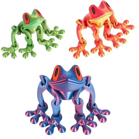 XCRPRT 3D Bedruckter Froschs Mit Mehreren Gelenken 3 Stück, Frosch Kühlschrank Magnete, Beweglicher froschs Magnet Ornamente, Kühlschrankmagnete für Heimdekoration Kühlschränke