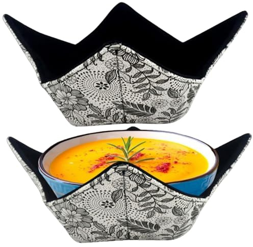 Takingup Bowl Cozy 2Pcs Microwave Safe Vintage Floral Soup Holder to Keep Hands Cool Food Warm for Soup Rice Pasta, Bowl Cozies