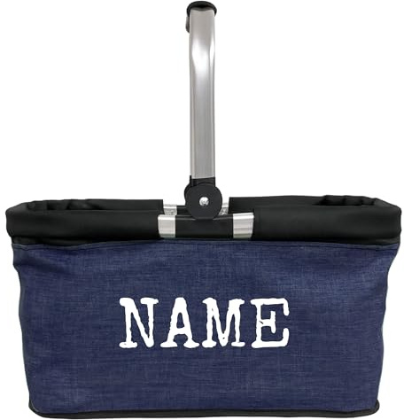 AMBERGER DESIGN by A&M Osterhage amd Einkaufkorb Name personalisiert div. FarbenCampingcorb Tragekorb faltbar Herrenkorb Picknickkorb Einkaufstasche mit Name 20L