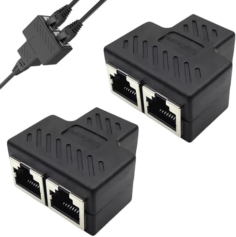 2 Stück Rj45 1 Auf 2 Kabel Ethernet Netzwerk Splitter, 2 Port LAN Kabel Verteiler, LAN Splitter 1 Auf 2 Ohne Strom Netzwerkverteiler(Kurz)