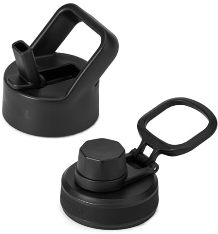 Replacement Lids for SUNWILL Water Bottle 650ml & 1000ml, 2PCS Straw Lid & Chug Lid, BPA Free and Easy to Clean for Daily Use, Black
