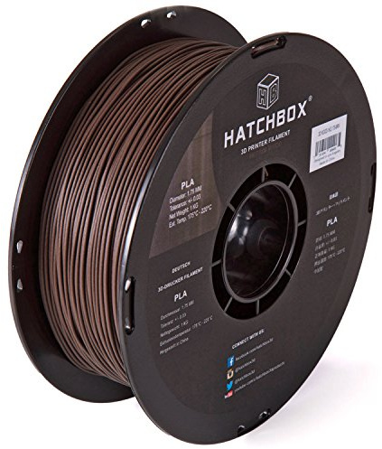 HATCHBOX 3D WOOD-1KG1.75-BRN 3D Printer Filament, Dimensional Accuracy +/- 0.03mm, 1.75mm, 1kg Spule, Wood Brown