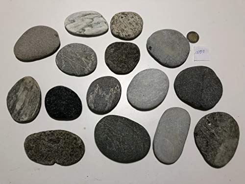 MEIERLE & Söhne 15 große Flache Flusssteine Kiesel flach Flusskiesel aus den Alpen Kunst Flusssteine Dekosteine Bergkiesel flach Unikat Naturjuwel grau rot weiß schwarz zum Basteln Bemalen