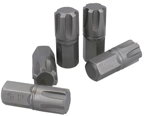 M12 Male Short (30mm) Ribe Bit 5 Pack with 10mm Hex End S2 Steel Bergen