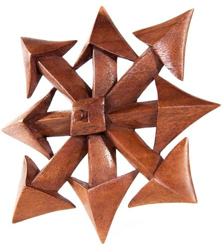 Wandschmuck Chaos Stern klein geschnitztes Ornament Holzbild Wanddeko