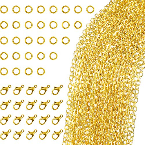 33 Fuß Gold Überzogene Gliederkette Halskette mit 30 Jump Rings und 20 Karabiner für Schmuck DIY Herstellung (1,5 mm)