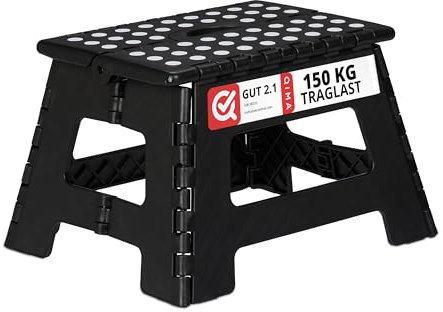 Relaxdays Klapphocker faltbar, Camping Hocker, Kinder Badhocker, bis 150 kg, Kunststoff, HBT: 22 x 35 x 28 cm, schwarz