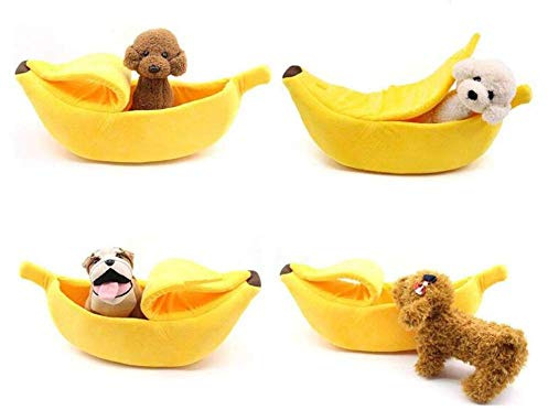Ulalaza Bananen-Haustier Cat Bed Warmer Soft Cat House Sofa Sleeping Playing Resting Bed