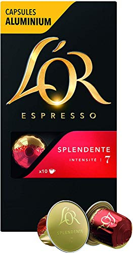 L'Or Espresso Café Splendente - Intensité 7-50 Capsules en Aluminium Compatibles avec Les Machines Nespresso®* (Lot de 5X10 Capsules)- 2 Pack