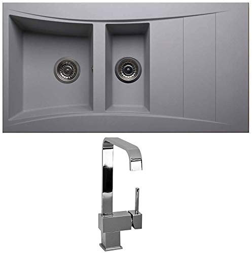Astini Xeron 1.5 Bowl Grey SMC Synthetic Reversible Kitchen Sink, Waste & Tap