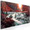 decomonkey Bilder Wasserfall 120x40 cm 1 Teilig Leinwandbilder Bild auf Leinwand Vlies Wandbild Kunstdruck Wanddeko Wand Wohnzimmer Wanddekoration Deko Wald Natur