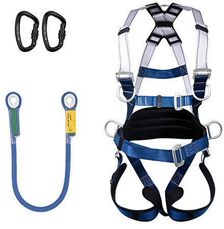 SSCYHT Klettergurt-Kit, professioneller Ganzkörper-Sicherheitsgurt für das Bergsteigen mit Seil und Karabiner Verbreiterung des Gurtzeugs zum Abseilen von Kletterfeuer