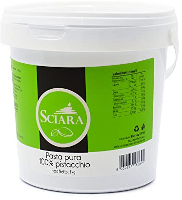 Sciara - Crema di Pistacchio 100% Pura | Senza Zucchero, Lattosio, Glutine | Ideale per Gelati, Granite, Dolci e Crepes | Artigianale e Naturale, 1 kg