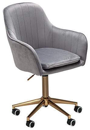 Amstyle Schreibtischstuhl Samt Grau, Design Drehstuhl mit Lehne, Arbeitsstuhl 120 kg Höhenverstellbar, Schalenstuhl mit Rollen, Stuhl Drehbar